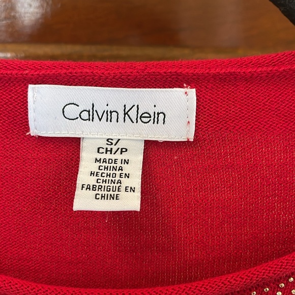 Calvin Klein Gold Stud Embellished Sweater in Red - Picture 2 of 14